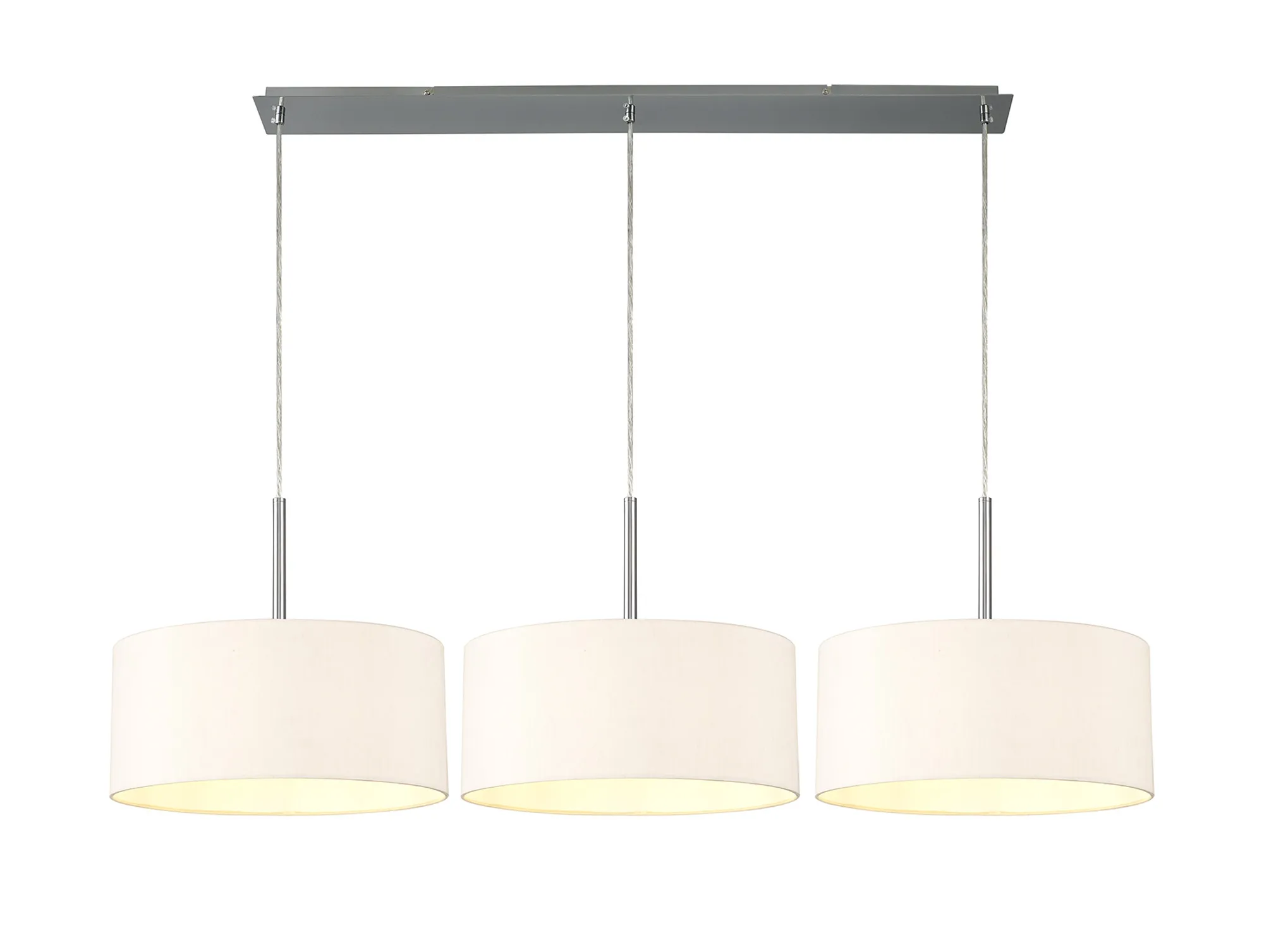 Baymont 40cm Shade 3 Light Pendant Polished Chrome, Nude Beige/Moonlight